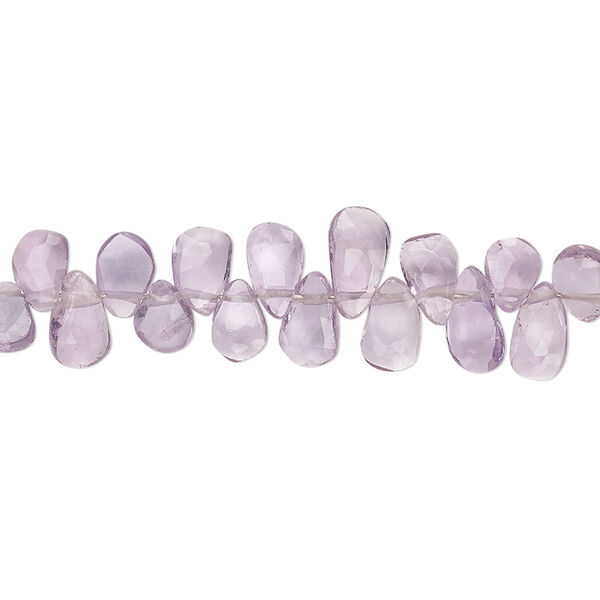 Lavender amethyst 1pkg1, hand-cut top-drilled faceted teardrop bead natural 9 inch 6x4mm-9x5mm image number 0