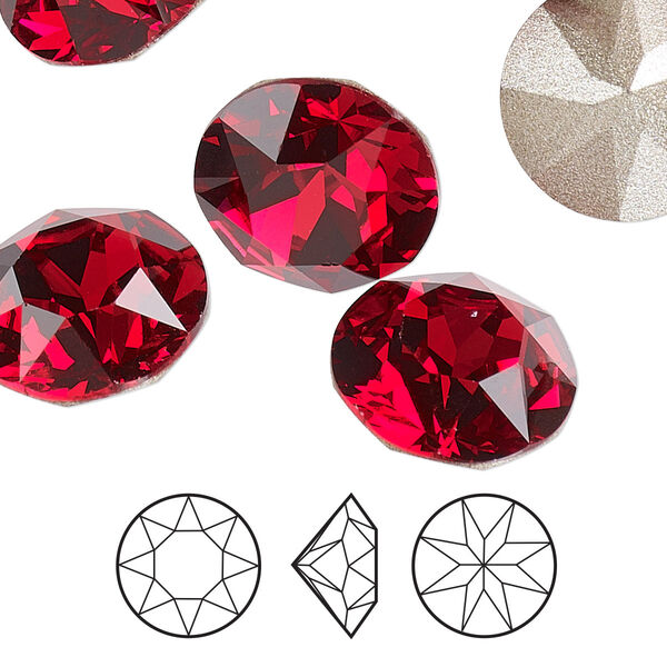 Chaton 48pk scarlet foil back, Crystal Passions® 8.16-8.41mm round SS39 1088 image number 0
