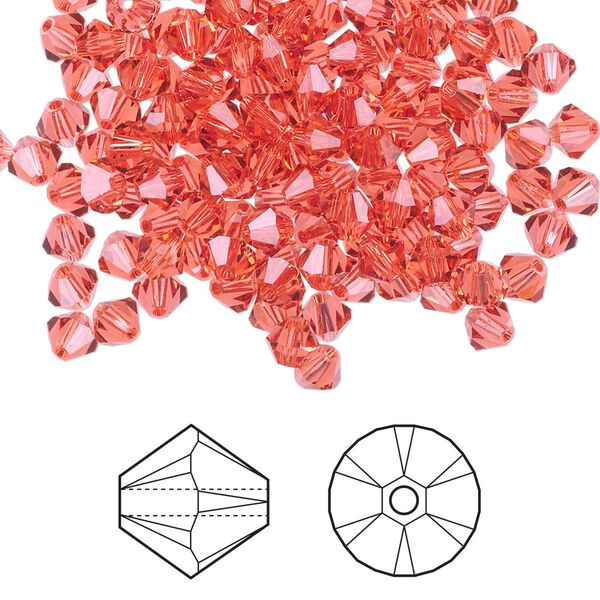 Bead 1440pk padparadscha, Swarovski® 4mm XILION bicone 5328 image number 0
