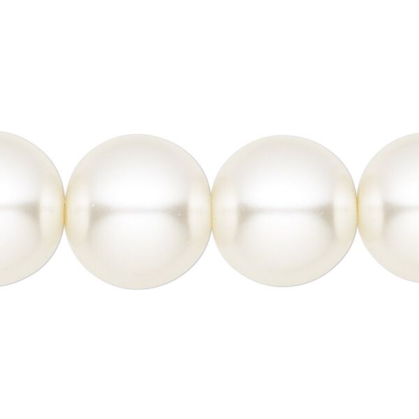 Bead, glass pearl, vanilla white, 16mm round. Sold per 16-inch strand. image number 0