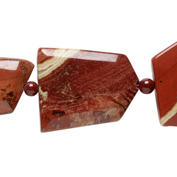 Brecciated jasper 1pkg1, tumbled faceted flat freeform bead natural 15.5-16 inch 23x20mm-49x36mm image number 0
