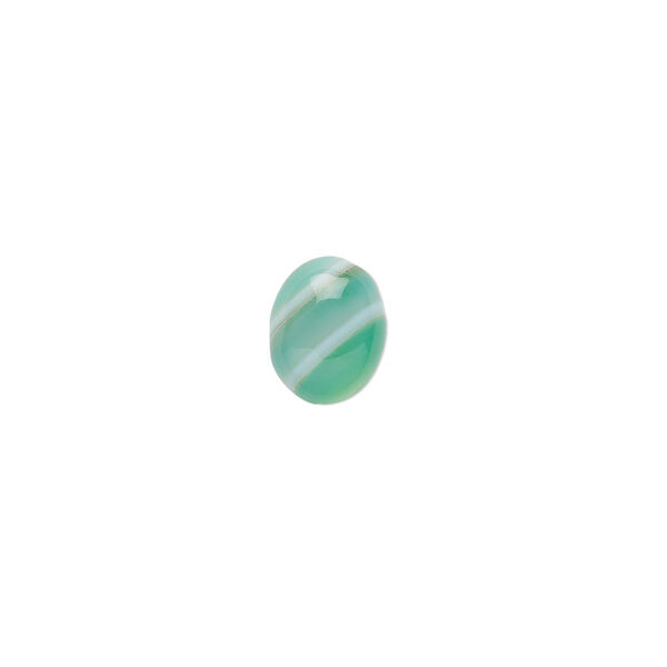 Striped green agate 1pkg10, calibrated oval cab 10x8mm image number 0