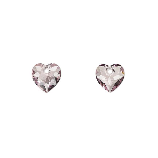 Drop 4pk light amethyst, Crystal Passions® 8mm pendant heart cut 6432 image number 0