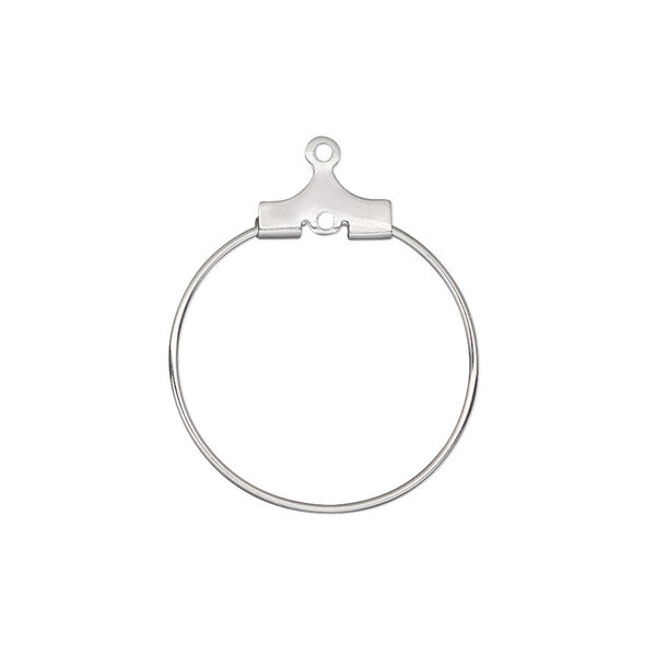 Beading hoop, stainless steel, 21mm round with loop. Sold per pkg of 10. image number 0