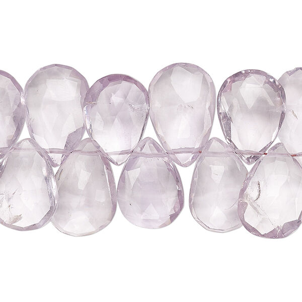 Lavender amethyst 1pkg1, hand-cut top-drilled faceted puffed teardrop bead natural 4 inch 13x10mm-16x11mm image number 0
