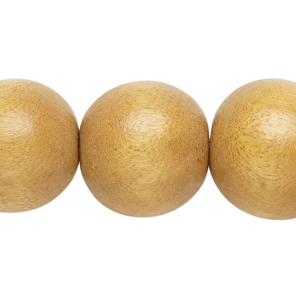 Bead, Taiwanese cheesewood (dyed / waxed), beige, 19-20mm round. Sold per 15-1/2" to 16" strand. image number 0
