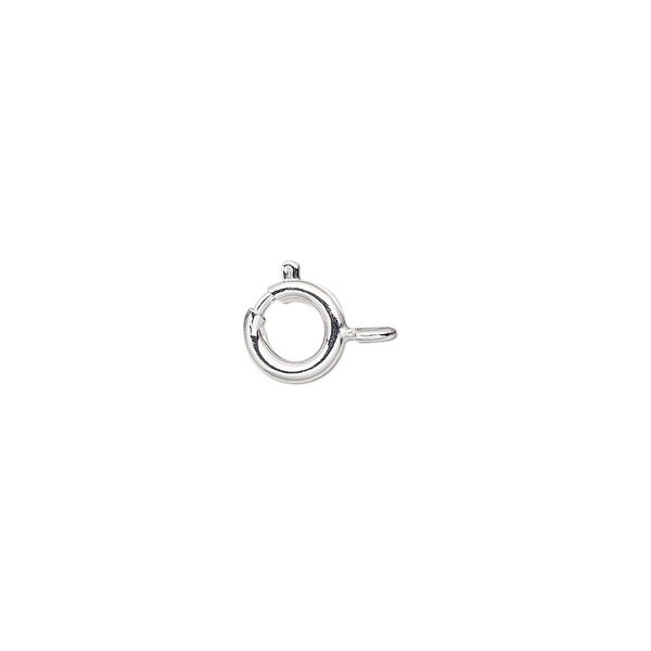 Clasp, springring, silver-plated brass, 7mm. Sold per pkg of 100. image number 0