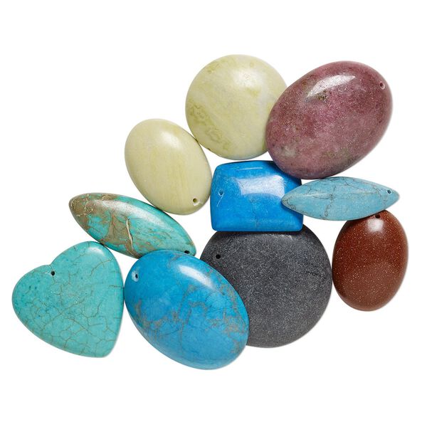 Multi-gemstone / glass 1pkg10, top-drilled mixed shape drop mix 28x13mm-39mm image number 0