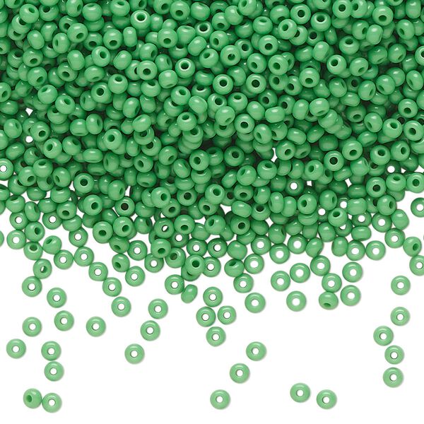 Seed bead, Preciosa Ornela Czech glass, pkg/50g, #11 rocaille, opaque green, (53250). image number 0