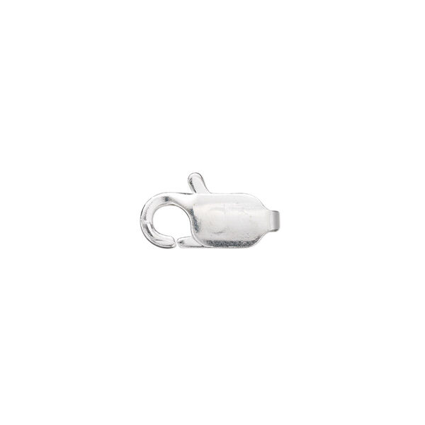 Clasp, lobster claw, silver-plated brass, 13x6mm. Sold per pkg of 10. image number 0