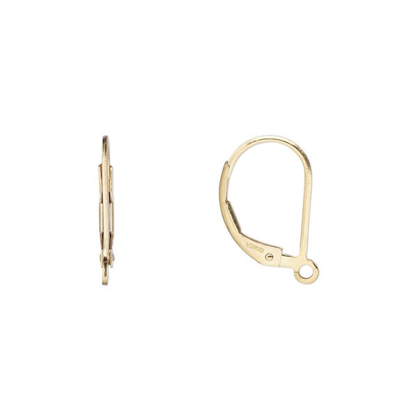 Ear wire leverback 1pkg2 14Kt gold-filled, 15mm / open loop, 20 gauge 1 pair image number 0