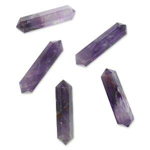Amethyst 1pkg5, hand-cut double-terminated undrilled point drop natural C grade, 23x4mm-28x7mm image number 0