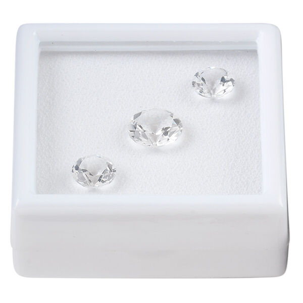 White topaz 1pkg3, hand-cut faceted round gem natural 8mm / 10mm image number 0