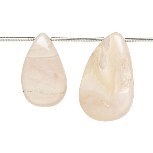 Pink opal 1pkg10, hand-cut top-drilled puffed teardrop bead natural 17x13mm-26x16mm image number 0