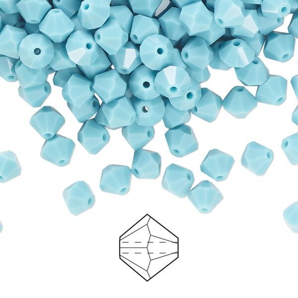 Bead 24pk turquoise, Preciosa Czech crystal 5mm bicone image number 0
