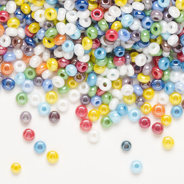 Seed bead mix, Preciosa Czech glass, pkg/50g, #8 round, opaque luster mixed colors. image number 0