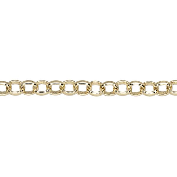 Chain, gold-plated brass, 5mm rolo. Sold per pkg of 5 feet. image number 0