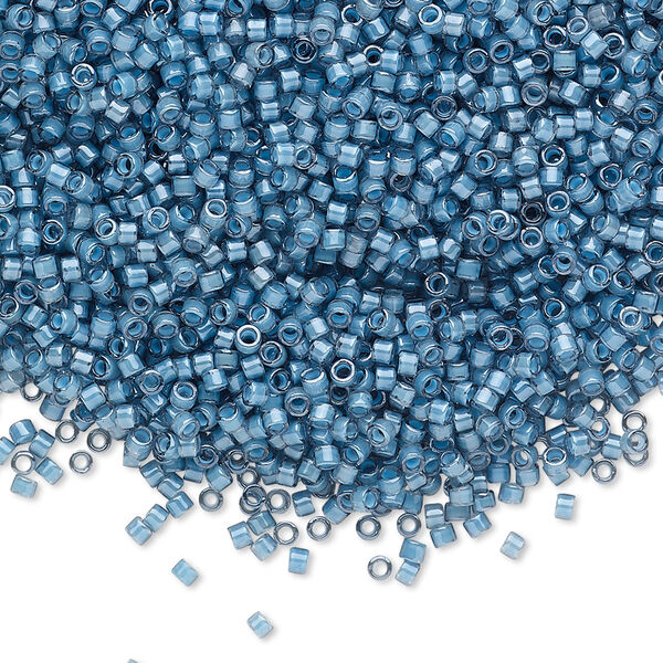 Seed bead, Delica®, glass, pkg/250g, #11 round, translucent luminous inside dyed color dusk blue (DB-2054). image number 0