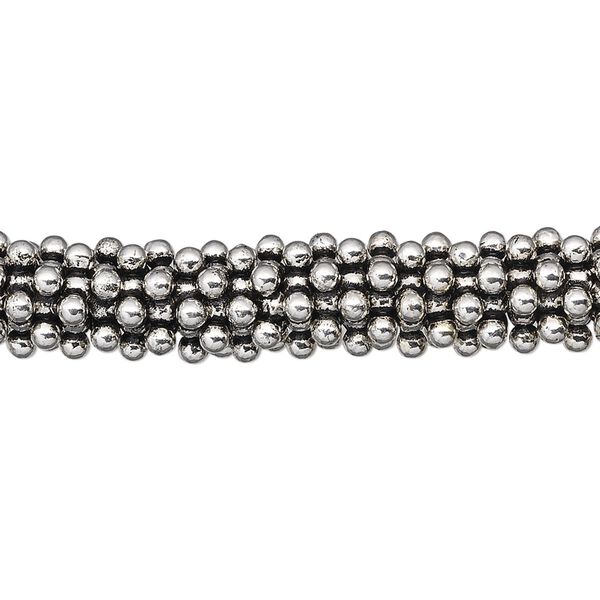 Bead, antique silver-plated copper, 9x2mm star. Sold per 1-troy ounce pkg, approximately 50-60 beads. image number 0