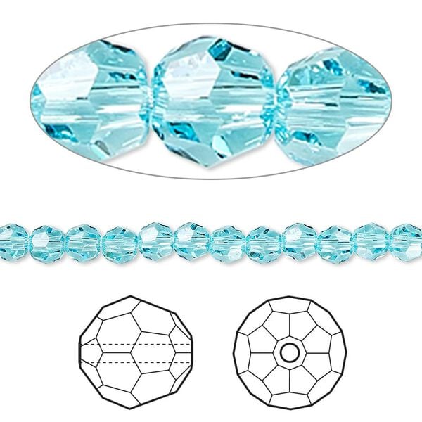 Bead 144pk light turquoise, Crystal Passions® 4mm round 5000 image number 0