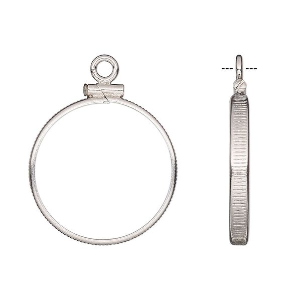 Drop, sterling silver, 22mm open round with 21mm screw-fastened flat round bezel setting. Sold individually. image number 0
