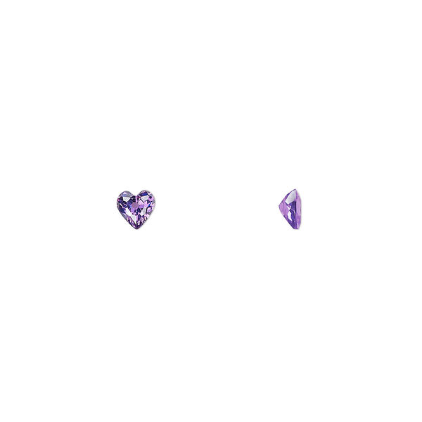 Gem, cubic zirconia, amethyst purple, 4mm faceted heart, Mohs hardness 8-1/2. Sold per pkg of 5. image number 0