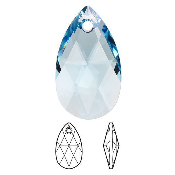 Drop 1pk aquamarine, Crystal Passions® 28x17mm pendant pear 6106 image number 0