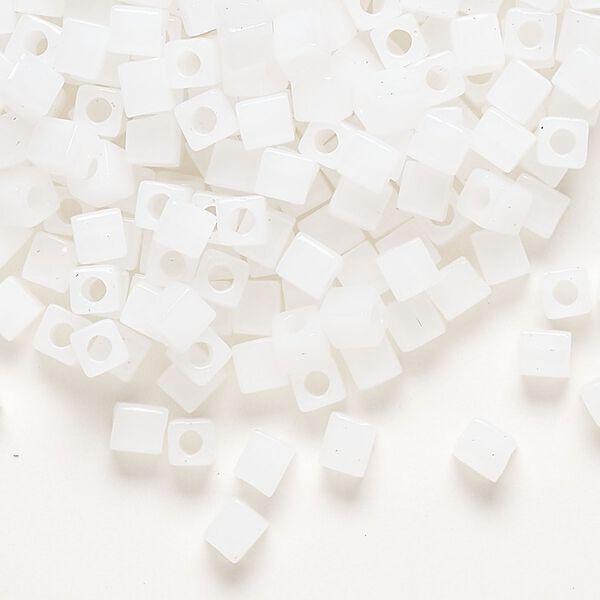 Seed bead, Miyuki, glass, pkg/250g, 3.5-3.7mm square, translucent opal white (SB-550). image number 0