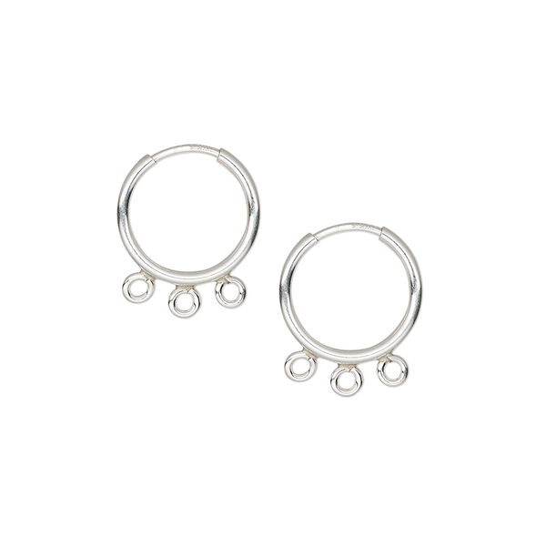 Earring hoop 1pkg2 sterling silver, 12mm / endless loop / 3 closed bottom loop, 21 gauge 1 pair image number 0