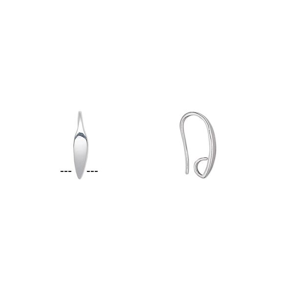 Ear wire fishhook 1pkg100 silver-plated, 19.5mm leaf / hidden open loop, 19 gauge brass 50 pair image number 0