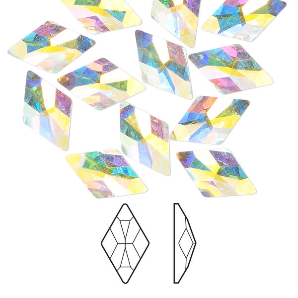 Flat back 144pk crystal AB foil back, Swarovski® 13x8mm rhombus 2709 image number 0