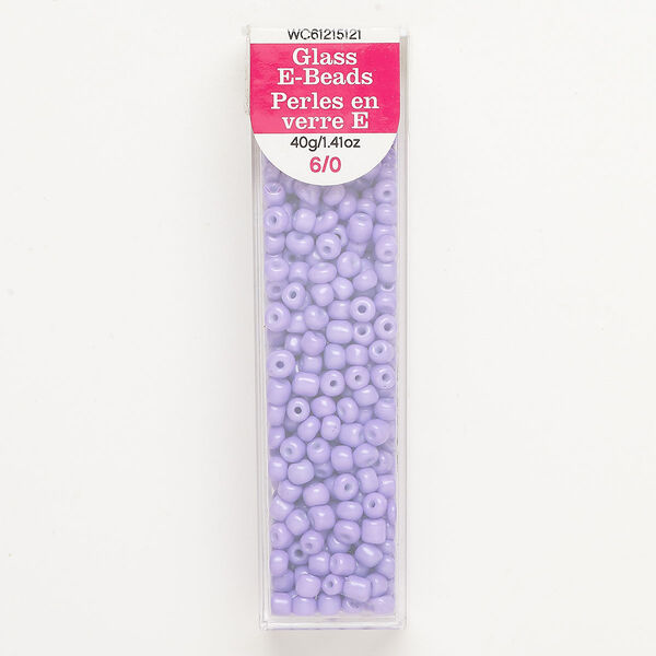 Seed bead, glass, 40g, opaque pastel purple, #6 round. image number 0