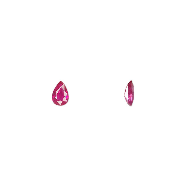 Ruby 1pkg1, hand-cut faceted pear gem 6x4mm image number 0