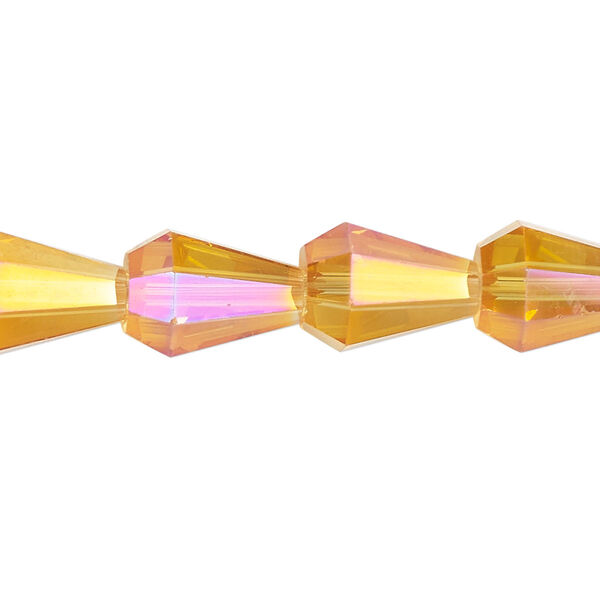 Bead, glass, crystal astral pink, 13x9mm faceted teardrop. Sold per 15-1/2 to 16-inch strand. image number 0