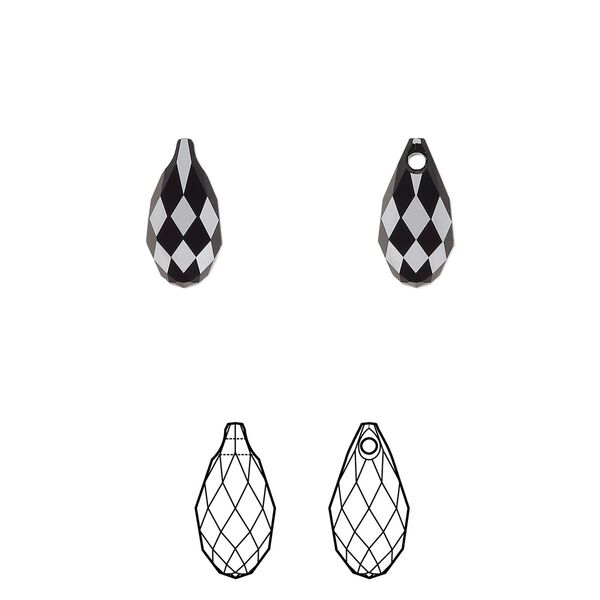 Briolette 144pk jet, Swarovski® 11x5.5mm pendant drop 6010 image number 0