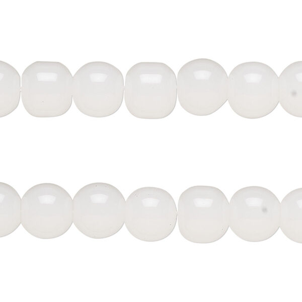 Bead, glass, opaque white, 7-8mm round. Sold per pkg of (2) 15-inch strands. image number 0