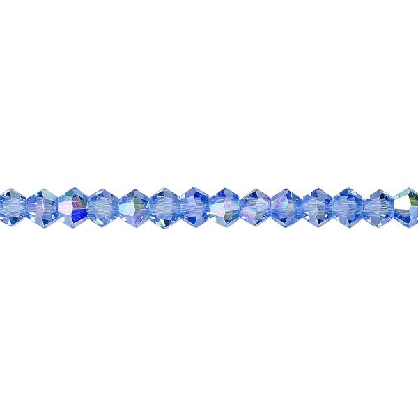 Bead 1pk transparent light blue AB, Celestial Crystal® 4mm bicone 15.5-16 inch image number 0
