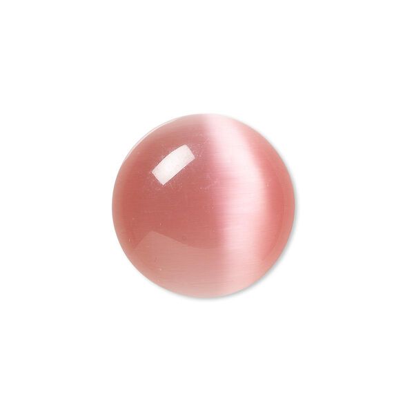 Cabochon, cat's eye glass (fiber optic glass), pink, 20mm calibrated round, quality grade. Sold per pkg of 4. image number 0