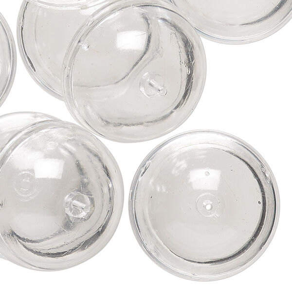 Bead cap, vintage German acrylic, clear, 25mm round, fits 17-18mm bead. Sold per pkg of 12. image number 0