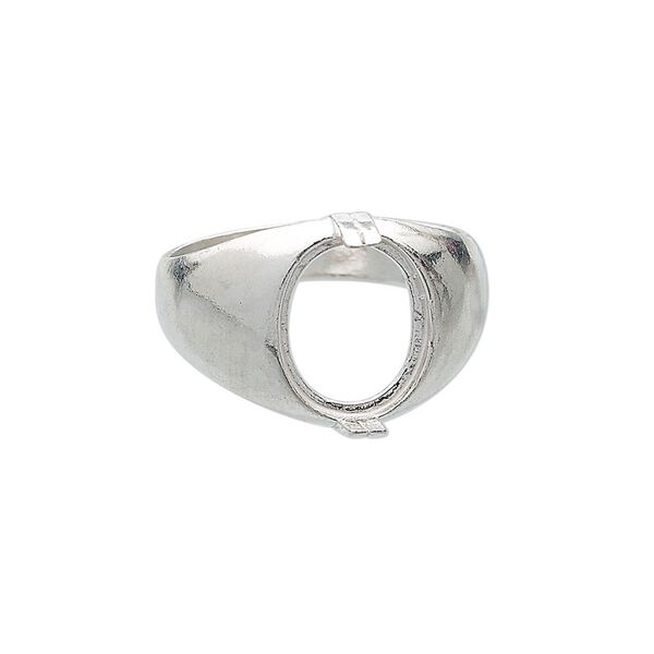 Ring, sterling silver, 12x10mm 2-prong oval setting, size 9. Sold individually. image number 0