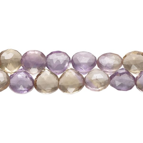 Amethyst / citrine 1pkg1, hand-cut top-drilled faceted puffed teardrop bead 8 inch 7-8mm image number 0