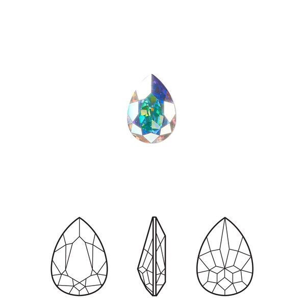 Fancy stone 2pk crystal AB foil back, Crystal Passions® 10x7mm pear 4320 image number 0
