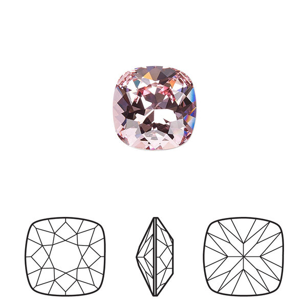 Fancy stone 1pk light rose foil back, Crystal Passions® 12mm cushion 4470 image number 0