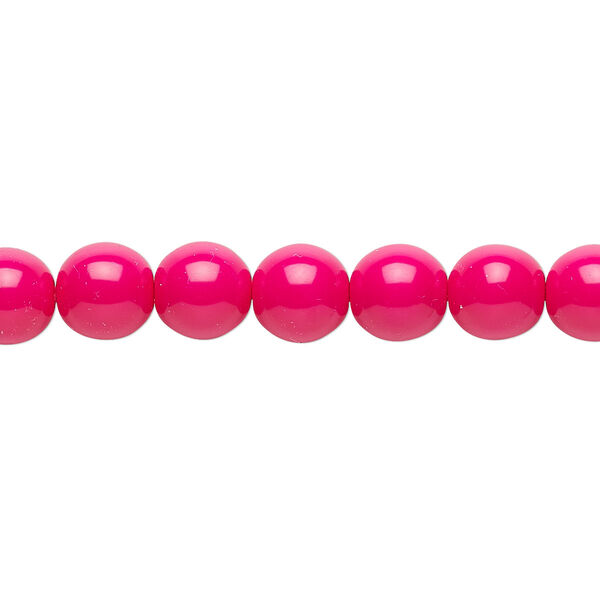 Bead, Czech dipped décor glass druk, fuchsia, 8mm round. Sold per 15-1/2" to 16" strand. image number 0