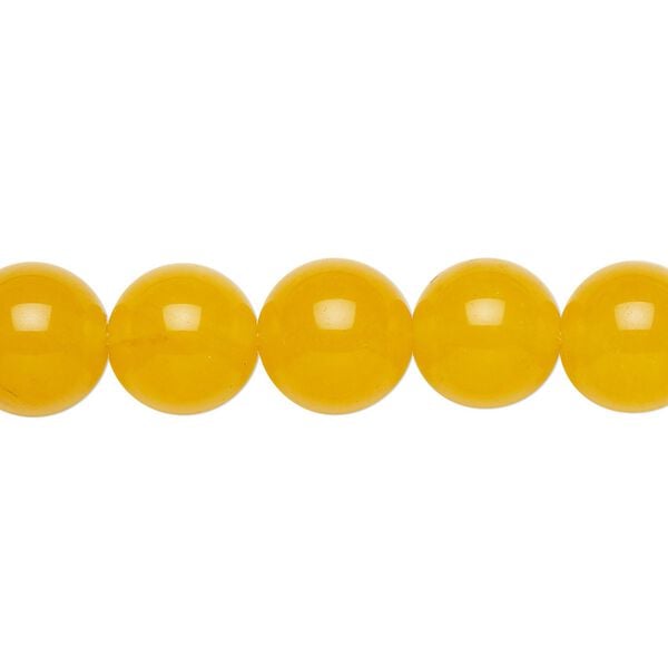 Yellow "jade" (quartz) 1pkg1, round bead 15.5-16 inch 10mm image number 0