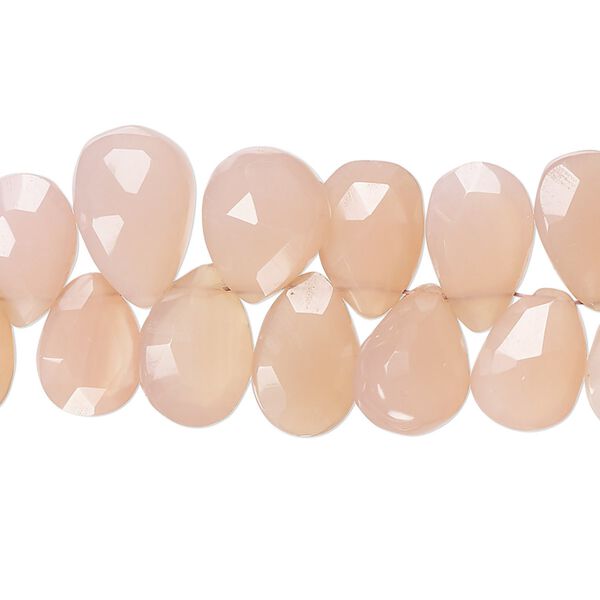 Pink chalcedony 1pkg1, hand-cut top-drilled faceted puffed teardrop bead 8 inch 8x5mm-12x8mm image number 0