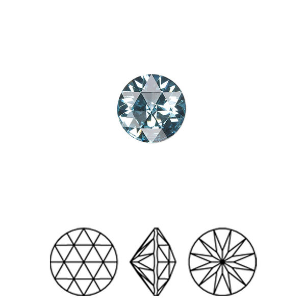 Round stone 2pk aquamarine foil back, Crystal Passions® 10mm rose cut round 1401 image number 0