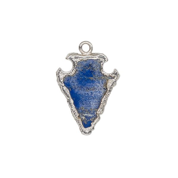 Lapis lazuli / sterling silver 1pkg1, electroplated hand-cut arrowhead drop natural 20x15mm image number 0