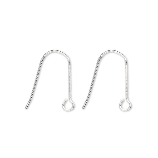 Ear wire, sterling silver, 16mm fishhook with open loop, 21 gauge. Sold per pkg of 5 pairs. image number 0