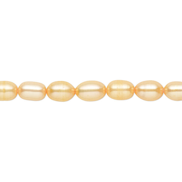Pearl, cultured freshwater (dyed), dark apricot, 4x2mm-5x4mm rice with 0.4-0.6mm hole, D grade, Mohs hardness 2-1/2 to 4. Sold per 15-inch strand. image number 0